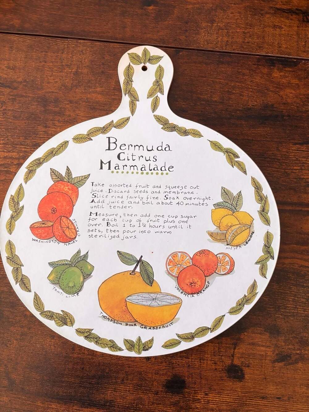 Clover Leaf Vintage Bermuda Citrus Marmalade Melamine Chopping Board